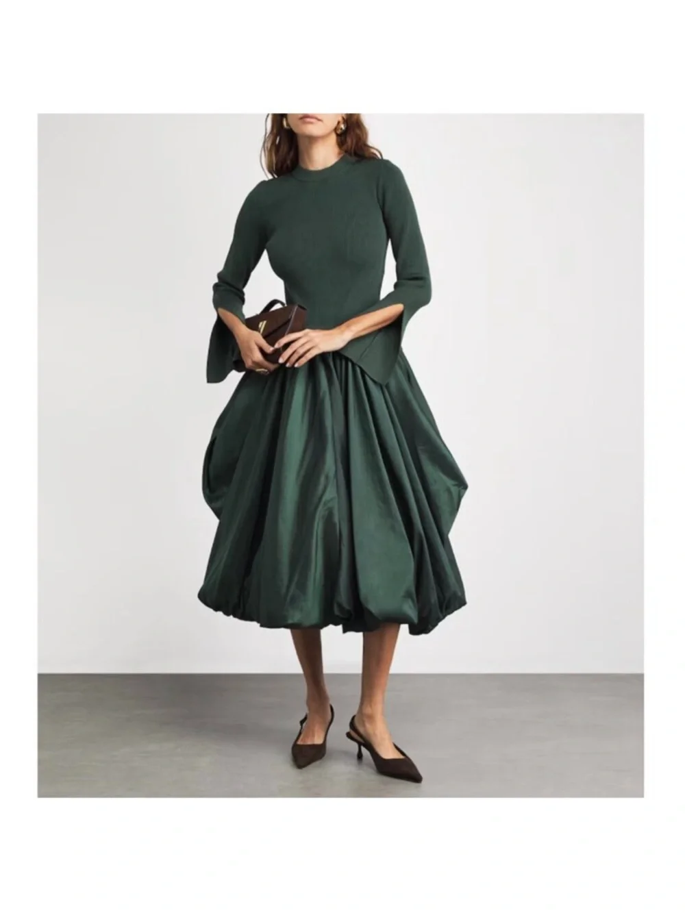 Kenlie Dress in Dark Green SIMKHAI